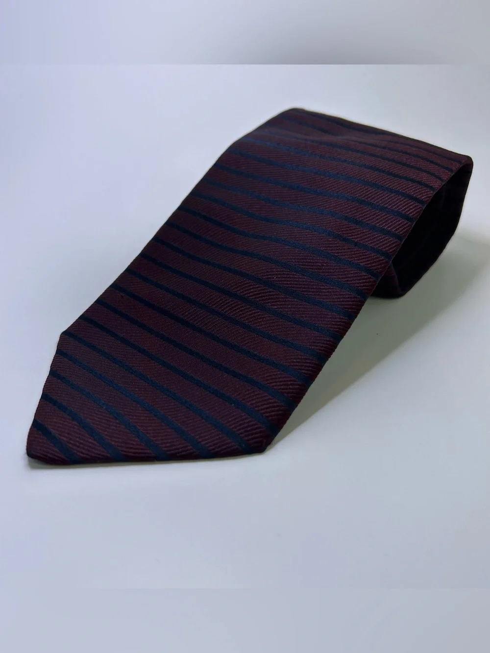 Canali Burgundy Red Striped Silk Men's Woven Tie Classic Style 3.75”
